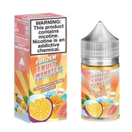 Passionfruit Orange Guava Ice Frozen Fruit Monster TFN Salt Nic E-Juice 30ml – Tropical blend of passionfruit, orange, and guava with a cool menthol finish. Passionfruit Orange Guava Ice Frozen Fruit Monster TFN Salt Nic E-Juice 30ml – Tropical blend of passionfruit, orange, and guava with a cool menthol finish.