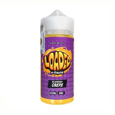 Blueberry Crepe Loaded E-Liquid 100ml – A luscious blend of ripe blueberries and warm, sugary donut flavor for a satisfying dessert vape experience.