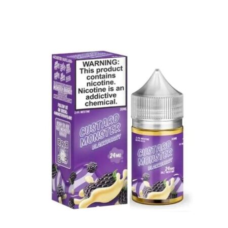 Blackberry Salt Custard Monster 30mL – A rich and creamy custard infused with tart, juicy blackberries, designed for pod systems and low-wattage devices.