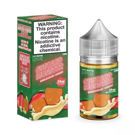Custard Monster Gingerbread Crunch Salt Nic E-Juice 30ml – A comforting blend of creamy custard and warm gingerbread spice for a deliciously smooth vape experience.