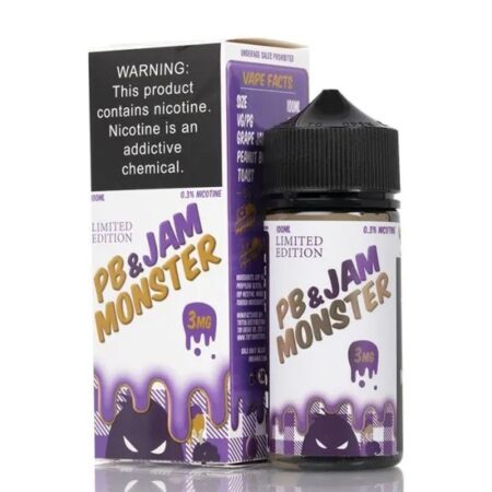 Grape PB & Jam Monster E-Juice 100ml – A nostalgic blend of peanut butter, grape jam, and toasted bread flavor for a delicious vaping experience.
