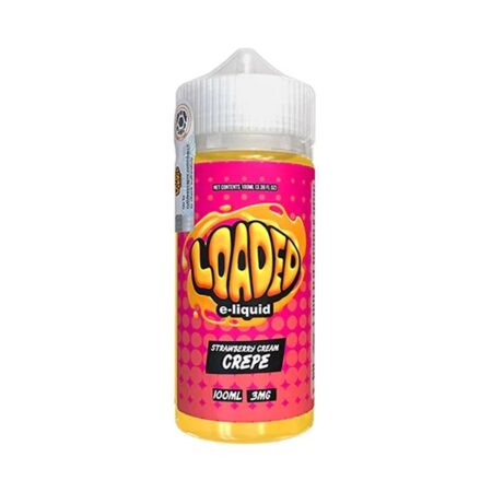 Strawberry Cream Crepe Loaded E-Liquid 100ml – A creamy dessert vape with strawberries, velvety cream, and warm crepe flavor.