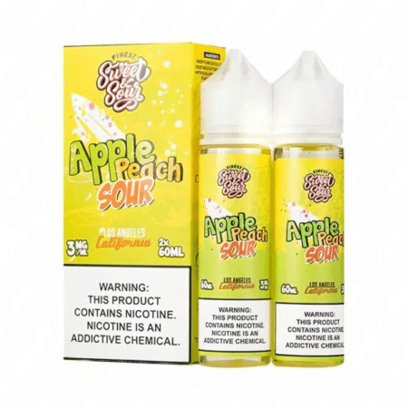 Apple Peach Sour on Ice The Finest E-Juice – Sweet Peach Gummies, Crisp Apples, and Cool Menthol